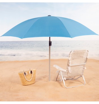 Parasol de plage 8 tiges 220 cm bleu avec cintre 2