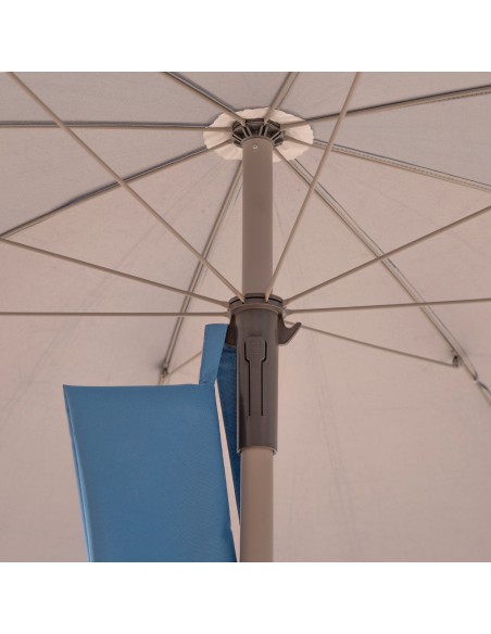 Parasol de plage 8 tiges 220 cm bleu avec cintre