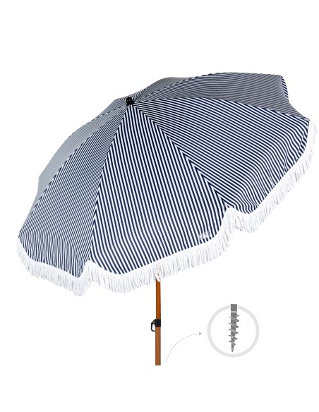 Parasol de plage 8 tiges 200 cm Parasol de plage avec frange de marin