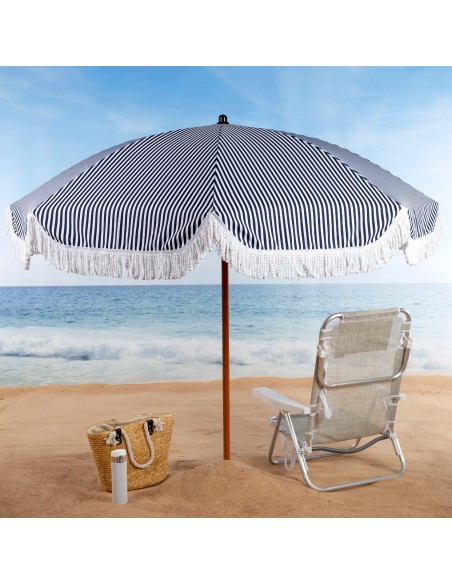 Parasol de plage 8 tiges 200 cm Parasol de plage avec frange de marin