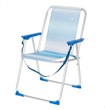 Chaise de plage haute fixe 45x45x75 cm rayures bleues