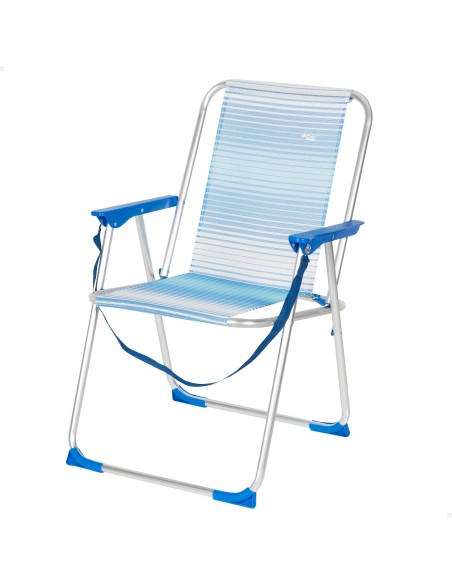 Chaise de plage haute fixe 45x45x75 cm rayures bleues