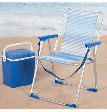 Chaise de plage haute fixe 45x45x75 cm rayures bleues 2