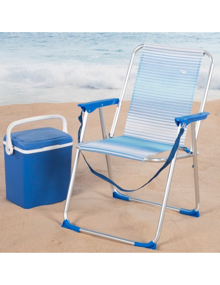 Chaise de plage haute fixe 45x45x75 cm rayures bleues