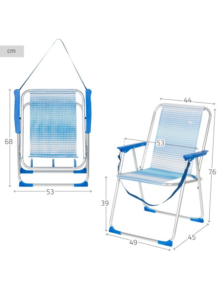 Chaise de plage haute fixe 45x45x75 cm rayures bleues