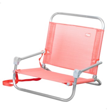 Mini chaise de plage basse fixe (1 kg) 45x45x50 cm corail