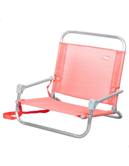 Mini chaise de plage basse fixe (1 kg) 45x45x50 cm corail