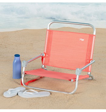 Mini chaise de plage basse fixe (1 kg) 45x45x50 cm corail 2