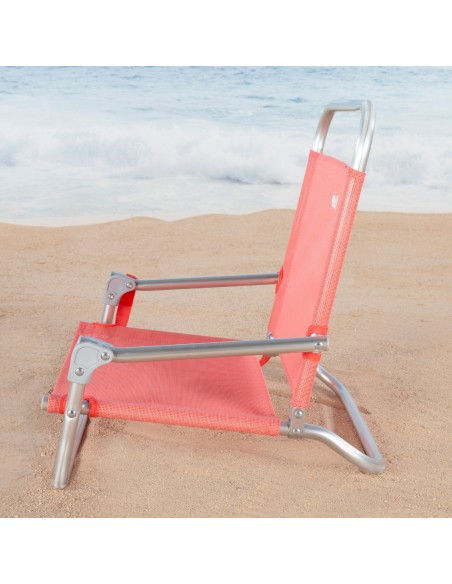 Mini chaise de plage basse fixe (1 kg) 45x45x50 cm corail