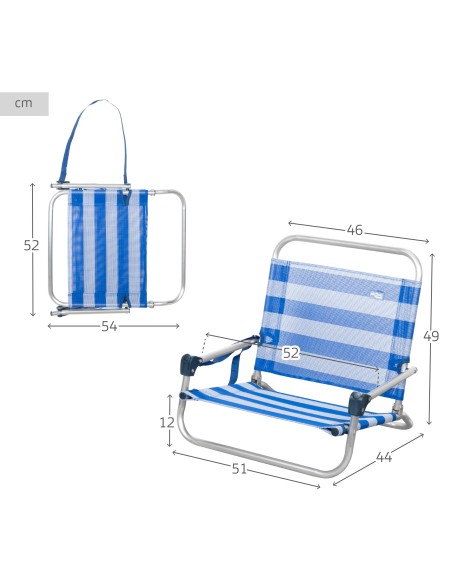Mini chaise de plage basse (1 kg) 45x45x50 cm rayures marinières