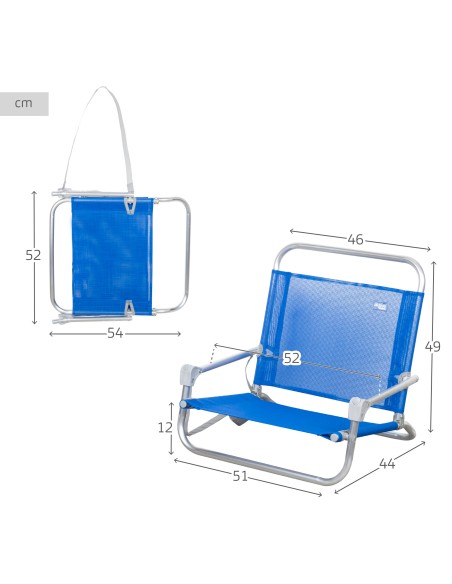 Mini chaise de plage basse (1 kg) 45x45x50 cm bleu