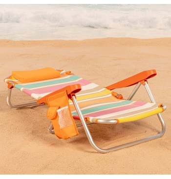 Chaise de plage basse pliante et inclinable 4 positions... 2