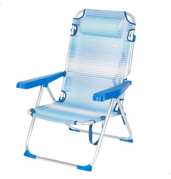Chaise de plage multipositions 48x60x90 cm rayures bleues