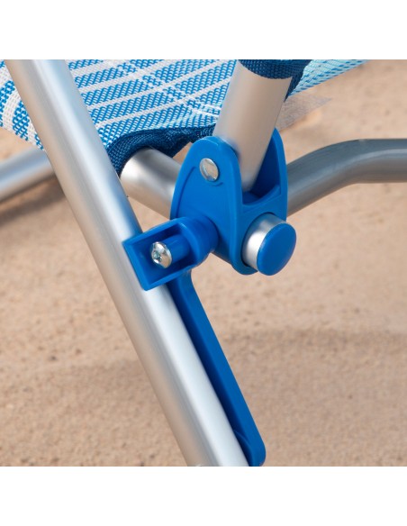 Chaise de plage multipositions 48x60x90 cm rayures bleues