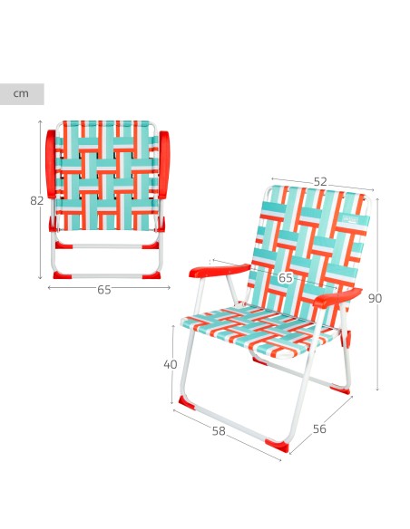 Chaise de plage haute fixe XXL 52x56x90 cm POP 60