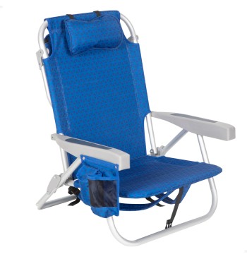 Chaise de plage basse XL multipositions 55x60x80 cm bleu...