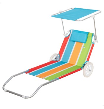 Chaise longue de plage 2 en 1 avec coussin rembourré et...