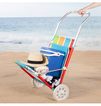 Chaise longue de plage 2 en 1 avec coussin rembourré et... 2