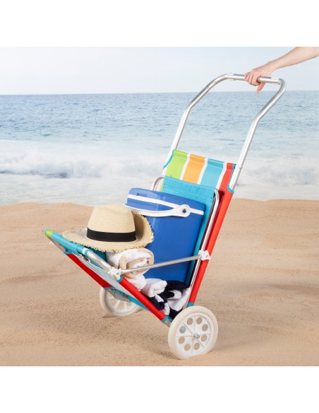 Chaise longue de plage 2 en 1 avec coussin rembourré et parasol