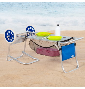 Chariot de table de plage 2 en 1 avec base extensible et... 2