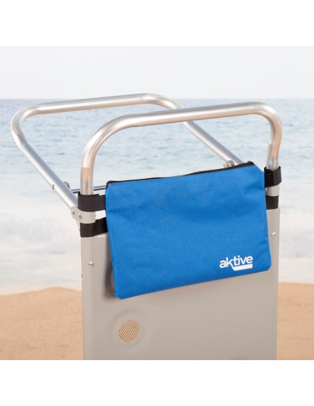 Chariot de table de plage 2 en 1 avec base extensible et support auxiliaire