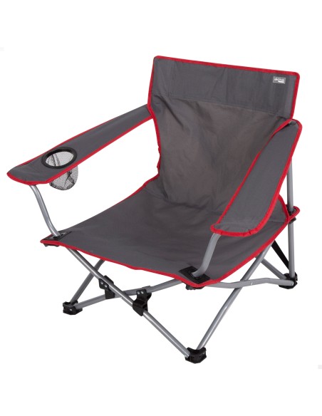 Chaise de camping basse pliante grise