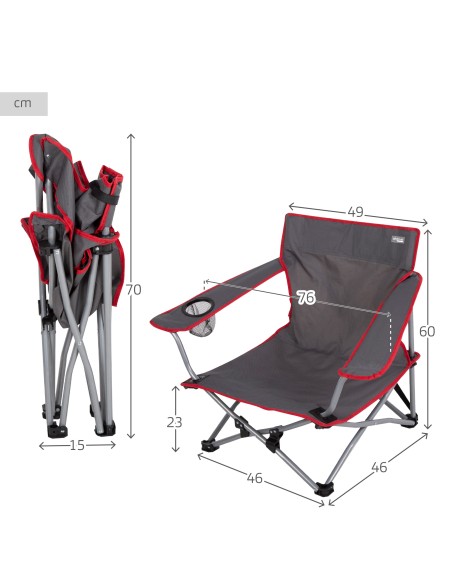 Chaise de camping basse pliante grise