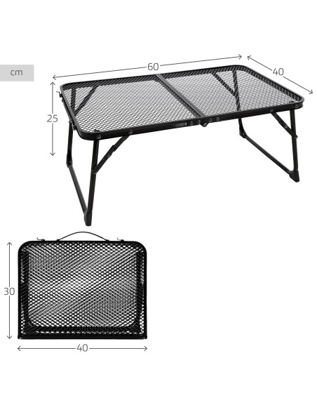 Petite table de camping pliante, anti-basculement, étui noir ultra-léger pour barbecue