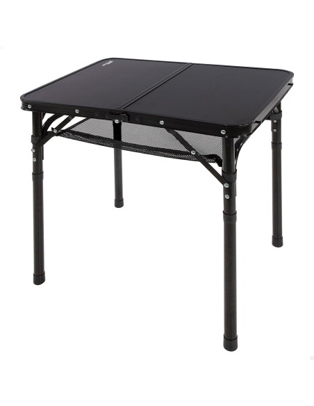 Table de camping pliante petite valise, réglable en hauteur et antidérapante, noire avec filet