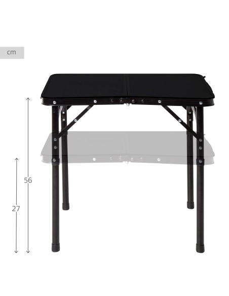 Table de camping pliante petite valise, réglable en hauteur et antidérapante, noire avec filet