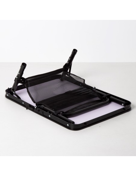 Table de camping pliante petite valise, réglable en hauteur et antidérapante, noire avec filet