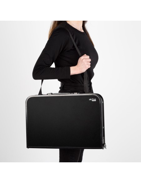 Table de camping pliante petite valise, réglable en hauteur et antidérapante, noire avec filet