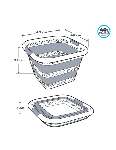 Panier pliant carré polyvalent 40 litres