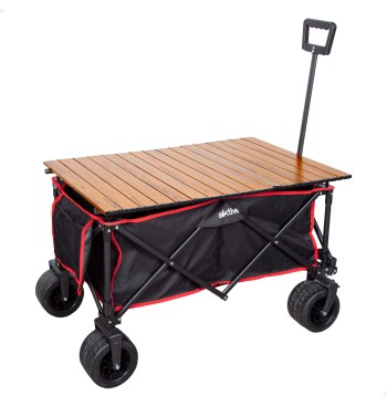Chariot de plage avec table amovible et grandes roues 360º