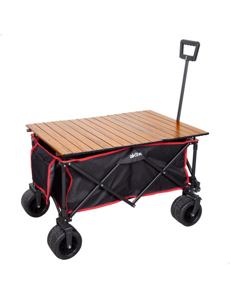 Chariot de plage avec table amovible et grandes roues 360º