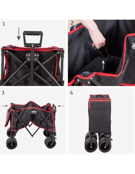 Chariot de plage avec table amovible et grandes roues 360º