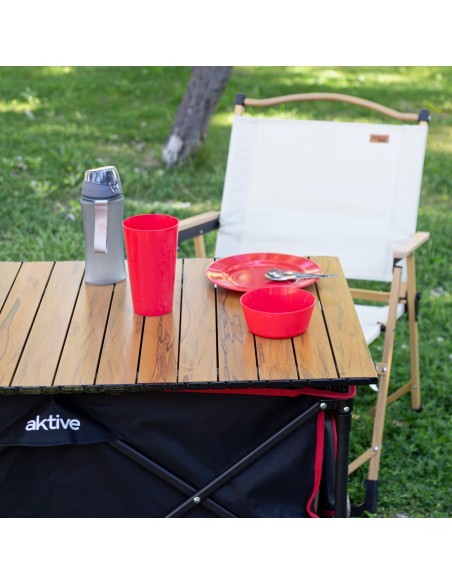 Chariot de plage avec table amovible et grandes roues 360º