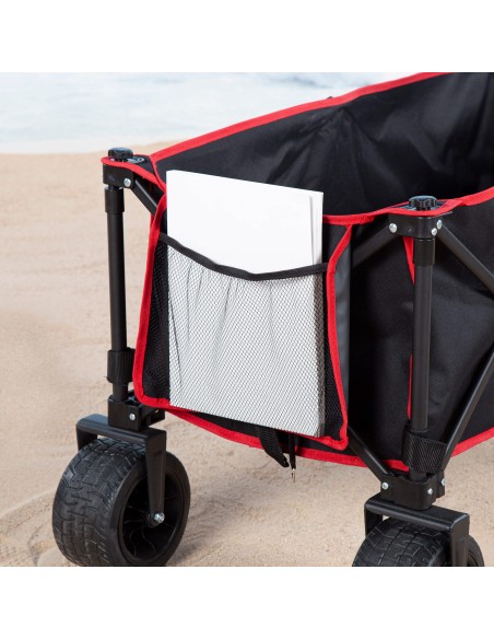 Chariot de plage avec table amovible et grandes roues 360º