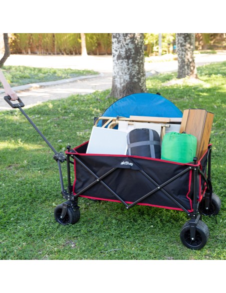 Chariot de plage avec table amovible et grandes roues 360º