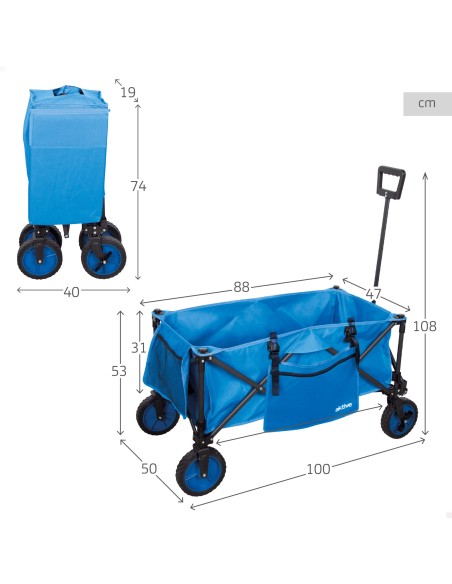 Chariot de plage pliable avec roues 360º