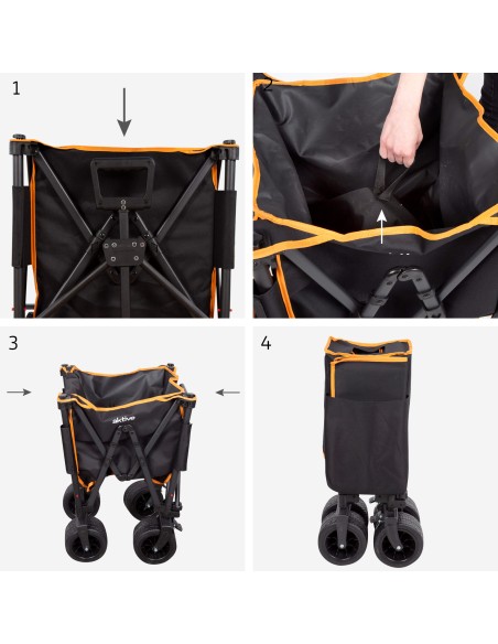 Chariot de plage pliable avec grandes roues amovibles à 360º