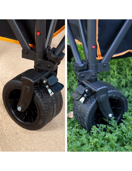 Chariot de plage pliable avec grandes roues amovibles à 360º