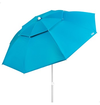 Parapluie de plage réglable coupe-vent 8 mâts 200 cm bleu