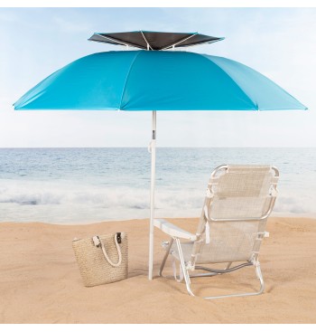 Parapluie de plage réglable coupe-vent 8 mâts 200 cm bleu 2