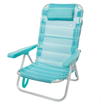 Chaise de plage basse multiposition 48x46x84 cm turquoise
