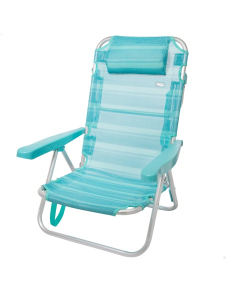 Chaise de plage basse multiposition 48x46x84 cm turquoise