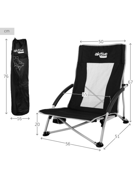 Chaise basse pliante 50x51x67 cm noir