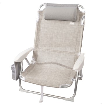 Chaise de plage basse multiposition XL 51x45x76 cm beige