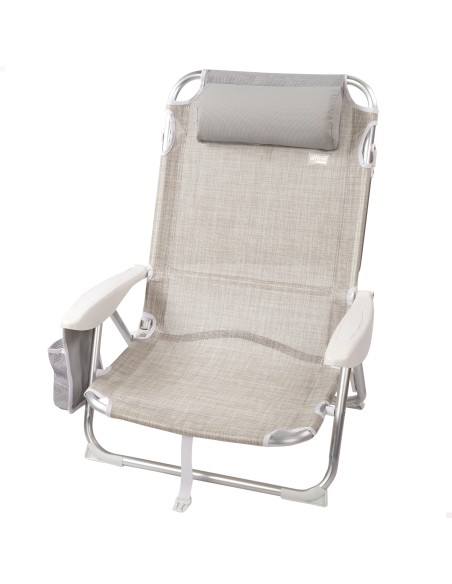 Chaise de plage basse multiposition XL 51x45x76 cm beige