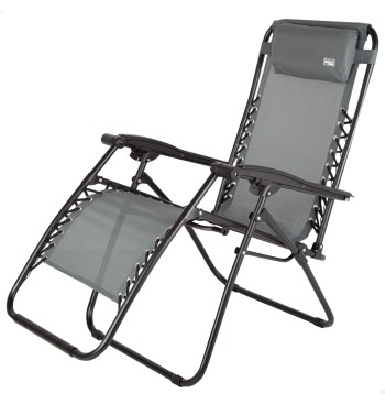 Chaise de jardin pliante à gravité zéro gris 2 positions